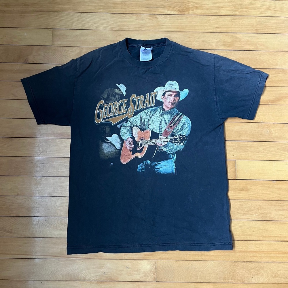 Vintage 2002 George Strait Country Alstyle T-Shirt AAA Black Large Distressed